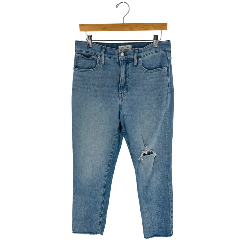 Madewell High Rise Straight Leg Perfect Vintage Jeans Light Wash Distressed 29